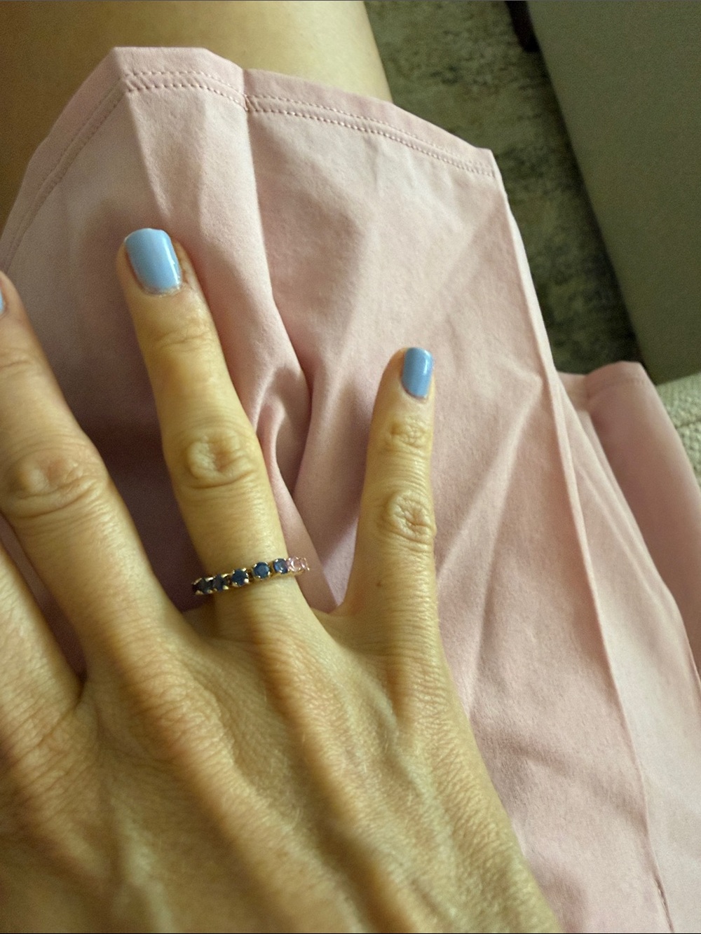 Blue and pink Sapphire-Style 14 k gold Eternity Ring - Women Jewelry